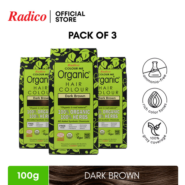 RADICO Organic Hair Color Starter Kit Pack of 3 (100g) Radico